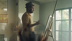Young painter working Stock Footage
