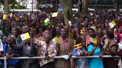CLEAN : Uganda thousands gather to greet Pope Francis at Namugongo News Clip