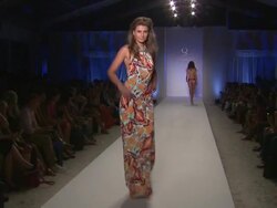 Models walk the runway during the Aqua Di Lara swimwear 2012 show  Stock Footage