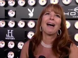 INTERVIEW - Jill Zarin talks about Playboy as a brand, on whos she's rooting for, being excited to see the commercials during Superbowl at the 60th Anniversary Playboy Party, Bud Light Hotel Stock Footage