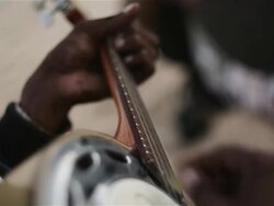 CU, R/F Beach musicians sing and play instruments on Ipanema beach / Rio de Janeiro, Brazil Stock Footage