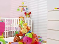 HD CRANE: Beautiful Modern Playroom Stock Footage