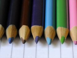 coloured pencils on paper, elementary classroom Stock Footage