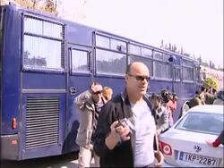 Police scuffle with protesters  before Olympic flame handover ceremony News Clip