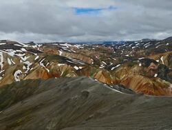 Aerial Timelapse video of Moving cloud at Landmannalaugar, Iceland Stock Footage