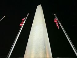 A static shot of the Washington Monument on a breezy night. Stock Footage