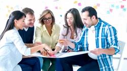 Creative busines group brainstorming Stock Footage