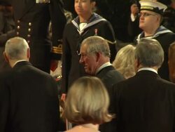 Prince Charles, Prince of Wales and Camilla, Duchess of Cornwall  at 'Skyfall' Royal World Premiere at Royal Albert Hall at Royal Albert Hall on October 23, 2012 in London (Footage by WireImage Video/Getty Images) Stock Footage