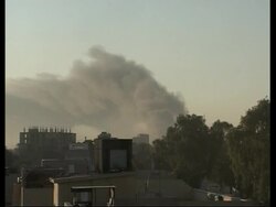 Mortar shell hits oil refinery, sending cloud of black smoke over city's southeast News Clip