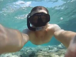 HD SLOW MOTION: Snorkeling In Shallow Water Stock Footage