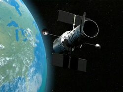 WS TS View of Hubble Space Telescope against Earth, Post 2002 version of Telescope Stock Footage