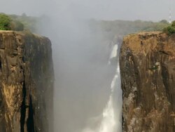 WS View of upper part of Victoria Falls / Livingstone, Southern, Zambia Stock Footage