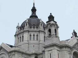 A close up of the dome on St. PaulÃ¢Â€Â™s Cathedral in St. Paul Minnesota Stock Footage