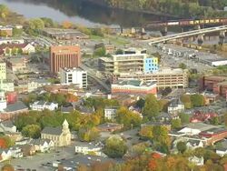 WS ARIEAL ZI View of City of Bangor / Maine, United States Stock Footage