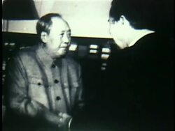 1972 MS Richard Nixon meeting and shaking hands with Mao Tse-tung / China Stock Footage