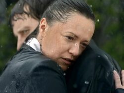 HD Super Slow-Mo: Worried Couple In The Rain Stock Footage