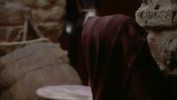 Virgin Mary sitting holding baby Jesus with Joseph and Donkey nearby Stock Footage