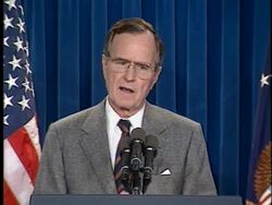 Bush Press Conference on Persian Gulf Conflict Pt 1 Stock Footage