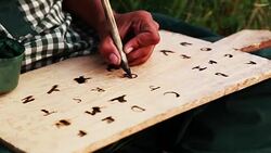 Little Girl Sitting in the Field and Studying Outdoor Portrait Stock Footage