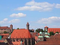 PAN Nuremberg Old Town and the Castle Stock Footage