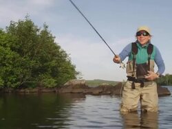MS Shot of Woman fly fishing on Pond / Maine, United States Stock Footage