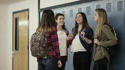 High school girls bullying another student at school Stock Footage