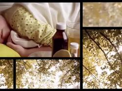 Sick little girl. Autumn split screen Stock Footage