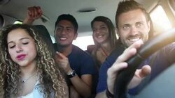 Friends sitting in the car ready to start vacations Stock Footage