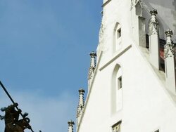 TU Rothenburg St George Fountain And Town Hall Tower. Stock Footage