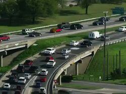 Time lapse traffic merging onto a large interstate highway. Stock Footage