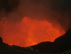 Medium shot of lava lake erupting violently, Marum Volcano, Ambrym Island, Vanuatu Stock Footage