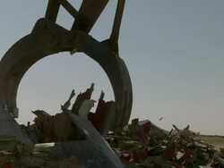 MS Shot of Jurassic bulldozer with metal claw / Tacoma, Washington, United States Stock Footage