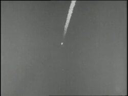 The Thor Able rocket explodes in sky over Cape Canaveral, Florida. News Clip