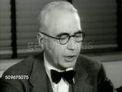 1942: U.S. OFFICE OF WAR INFORMATION BROADCAST: CU Newspaper 'U.S. Opens 2nd Front...' REPRISAL: INT VS Reporter Elmer Davis (1890-1958) broadcasting, 'Successful occupation of North west Africa... final victory... hit enemy again & again.' USA, WWII Instructional Video