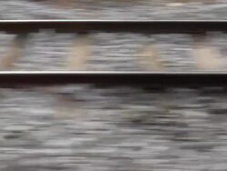 Train axle on rails. Stock Footage