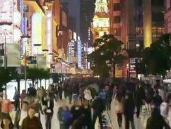 WS TL Nanjing road shopping street Stock Footage