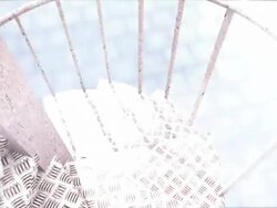 down the iron spiral stairs outside Stock Footage