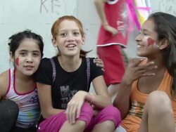 MS Shot of girls having fun on street / Buenos Aires, Argentina Stock Footage