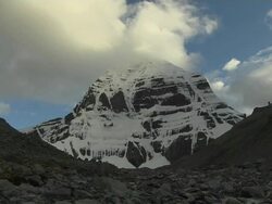 Mid Shot Mount Kailsh View from Deraphuk Lhasa TIbet China  Stock Footage
