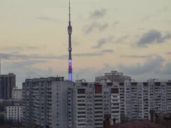 Moscow suburb and TV tower in he evening Stock Footage