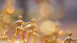 Running Trophies Stock Footage