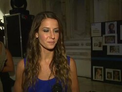 INTERVIEW: Elizabeth Shaffer on what makes this fashion show unique at the Gen Art Fresh Faces In Fashion Presented By Moroccanoil at Los Angeles CA. Stock Footage