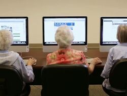 "MS Seniors citizens at computer lab / Laguna Woods, CA, United States " Stock Footage