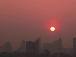 HD Timelapse:Moments at sunrise the morning of Bangkok city.(panning) Stock Footage