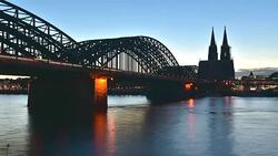 cologne cathedral at twilight time Stock Footage