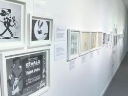 Disney open a Pop Up Gallery showcasing the history and future of Mickey Mouse & Oswald The Lucky Rabbit Stock Footage