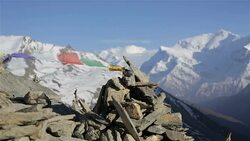 Prayer Flags on a Mountain Summit, Nepal Stock Footage