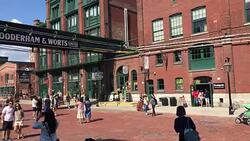 Old and Historic Distillery District Everyday Scenes-Toronto,Canada Stock Footage