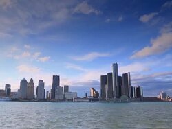 Skyline of Detroit, MI Stock Footage