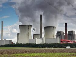 CRANE UP: Power plant Stock Footage